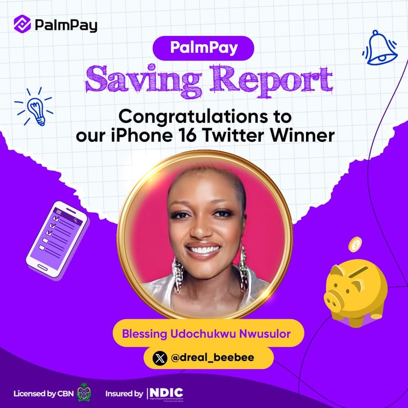Content creator wins new iPhone 16 in PalmPay’s Share Your Earnings Promo