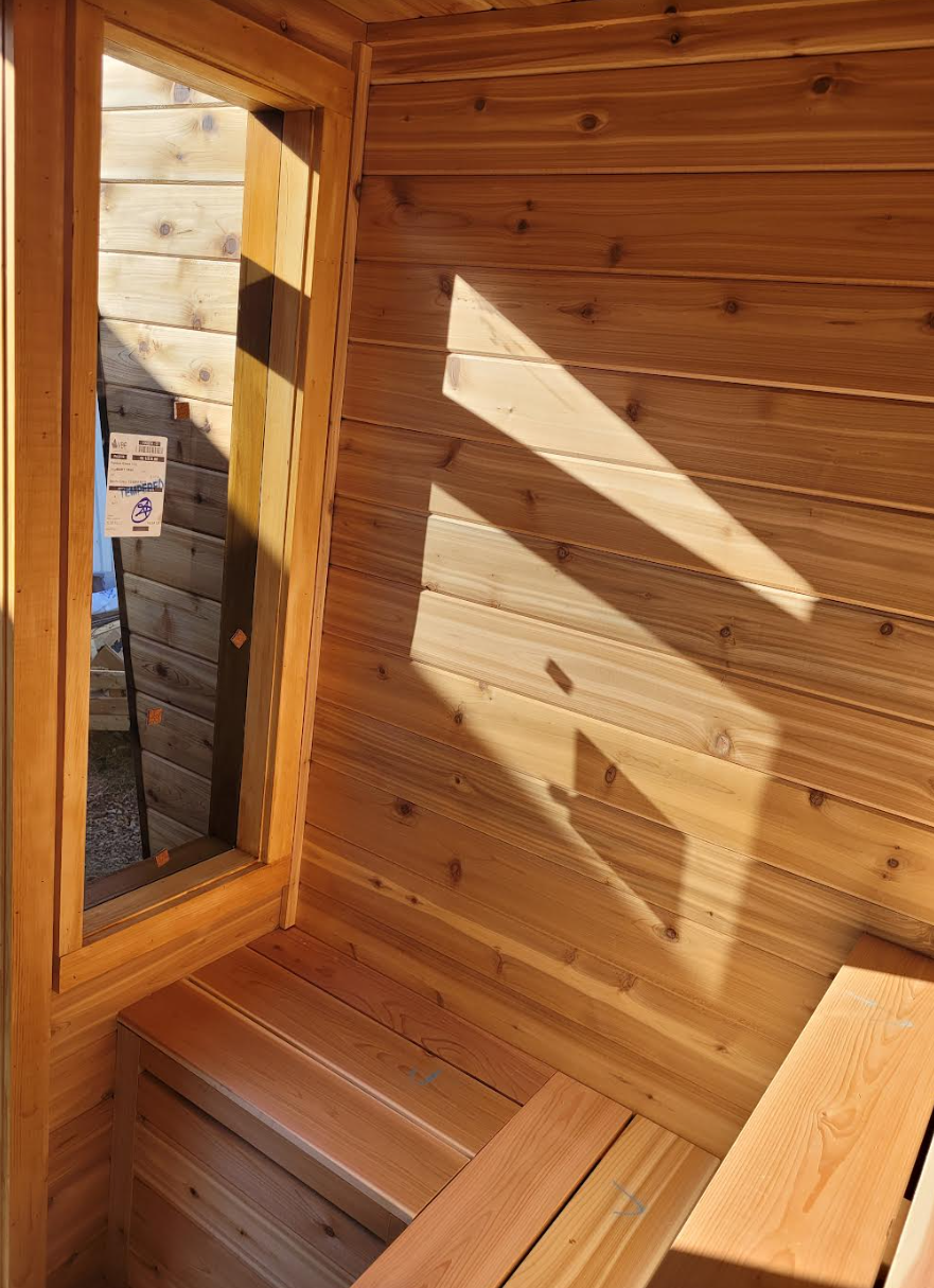 2 tier bench with harvia cilindro heater