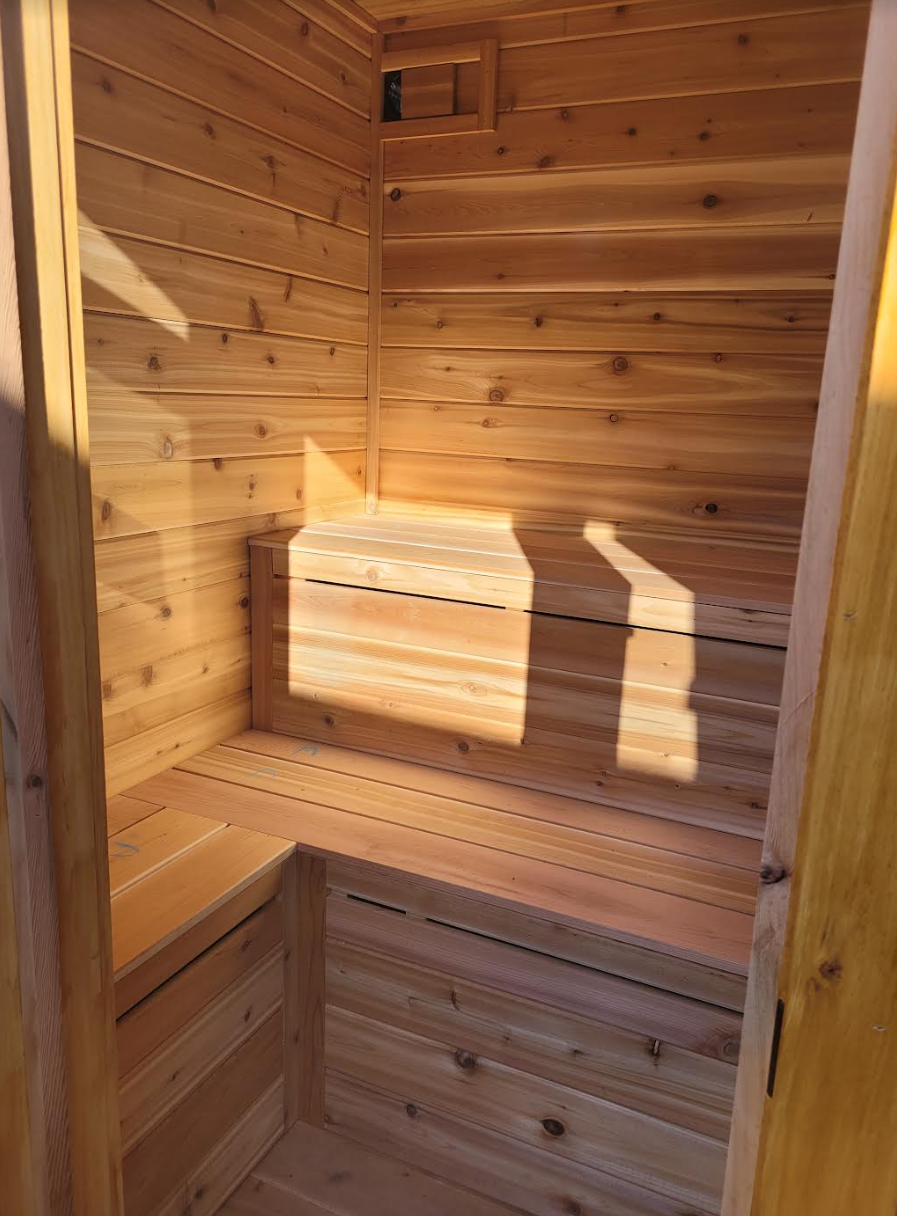 2 tier bench with harvia cilindro heater