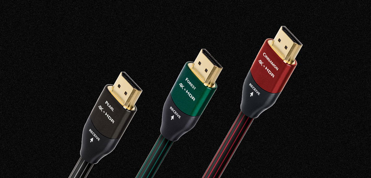 תמונת אווירה של שלושה דגמי HDMI של AudioQuest