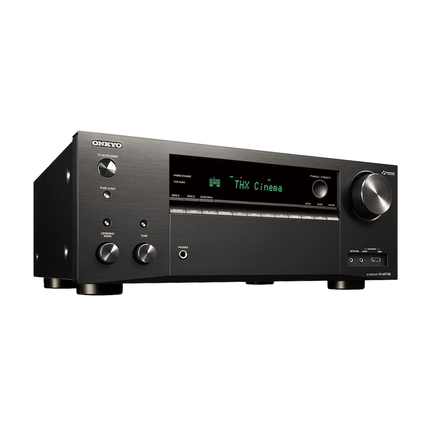 תמונת תקריב זוויתית של הרסיבר onkyo txnr7100 