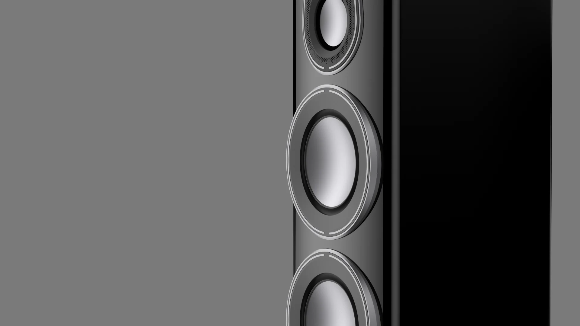  תמונה של הרמקול Monitor Audio Platinium 200 3G קרוב לעדשה באמצע גובה הרמקול בגימור שחור מבריק