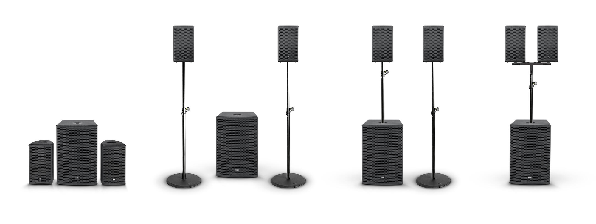 תמונה של המערכת Next Audiogroup - FLEXi 15 בכל מני פוזיציות התקנה
