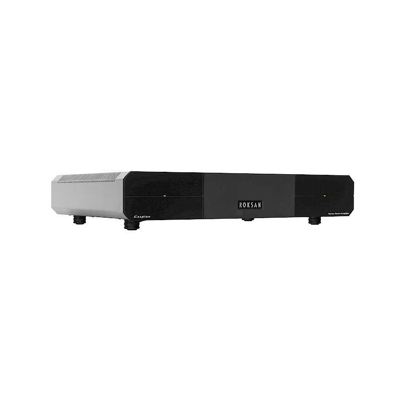 מגבר הכוח Roksan Caspian M2 Stereo Power Amp מקדימה בזווית בגימור שחור