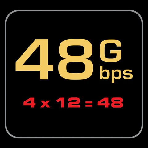 טכנולוגיית ה 48G של הכבל AudioQuest Vodka 48 HDMI המסמנת קצב העברת נתונים של פי 4 מהרגיל