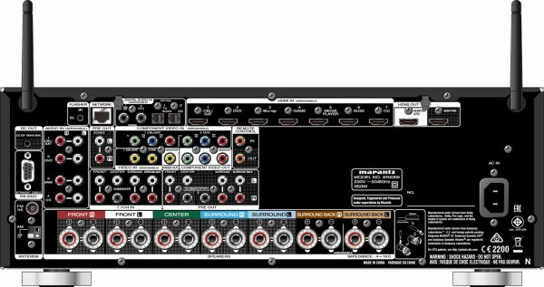 רסיבר קולנוע מרנץ Marantz SR5009 בצילום של פאנל החיבורים האחורי