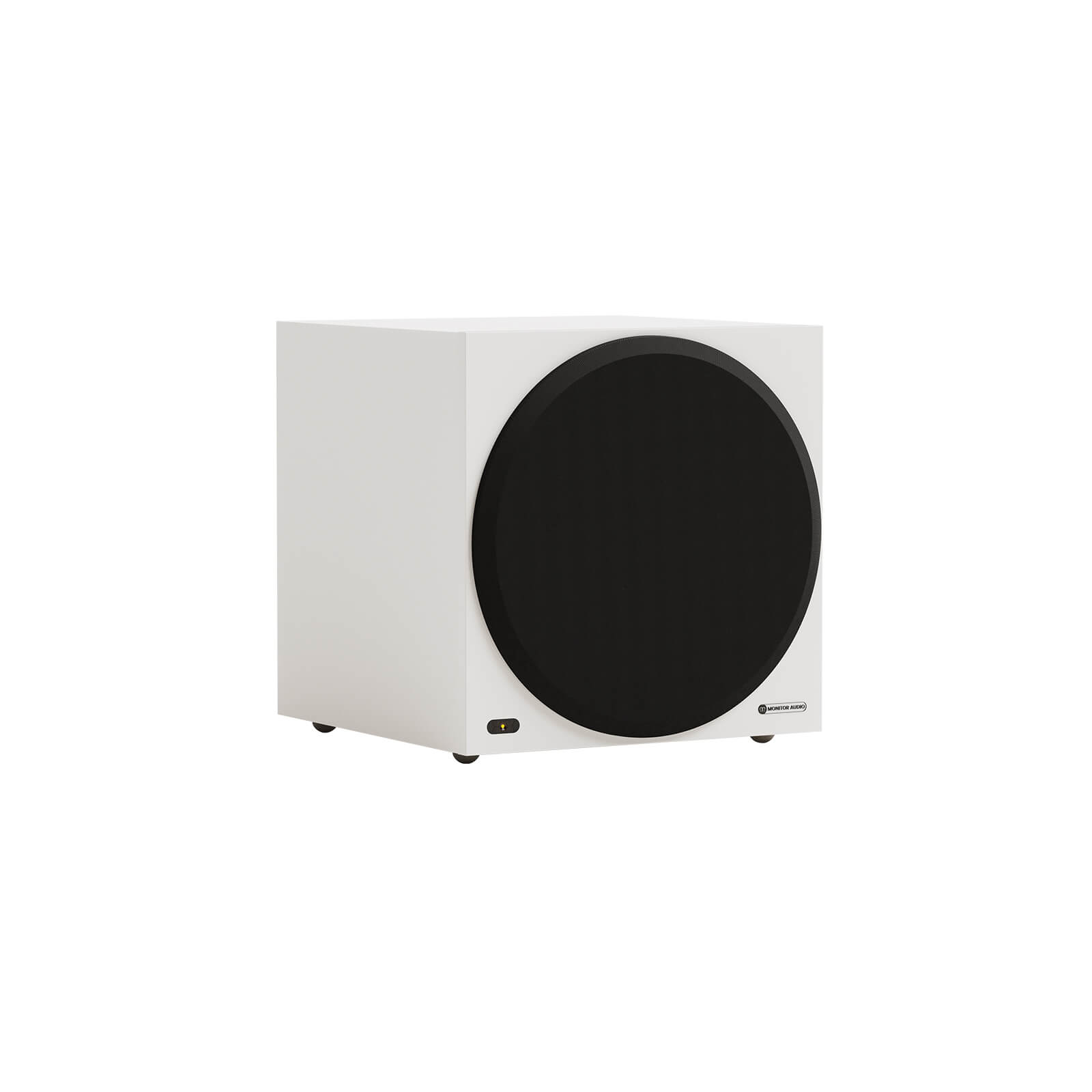 סאב וופר אקטיבי מוניטור אודיו ֿMonitor Audio - Vestra W12 בצבע לבן בזווית מול המצלמה