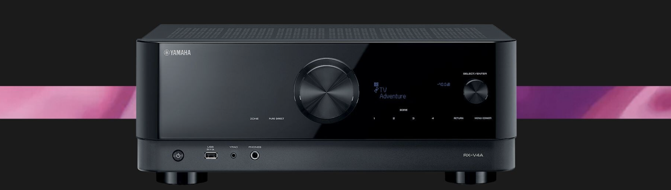 רסיבר ימהה Yamaha RX-V4A בצילום קרוב חזיתי קרוב