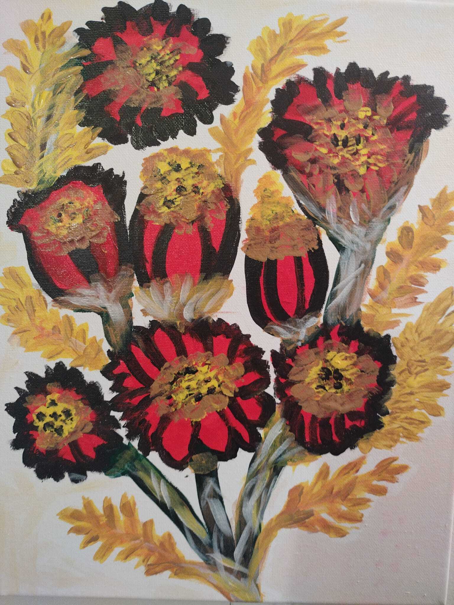 Gold and Red flowers