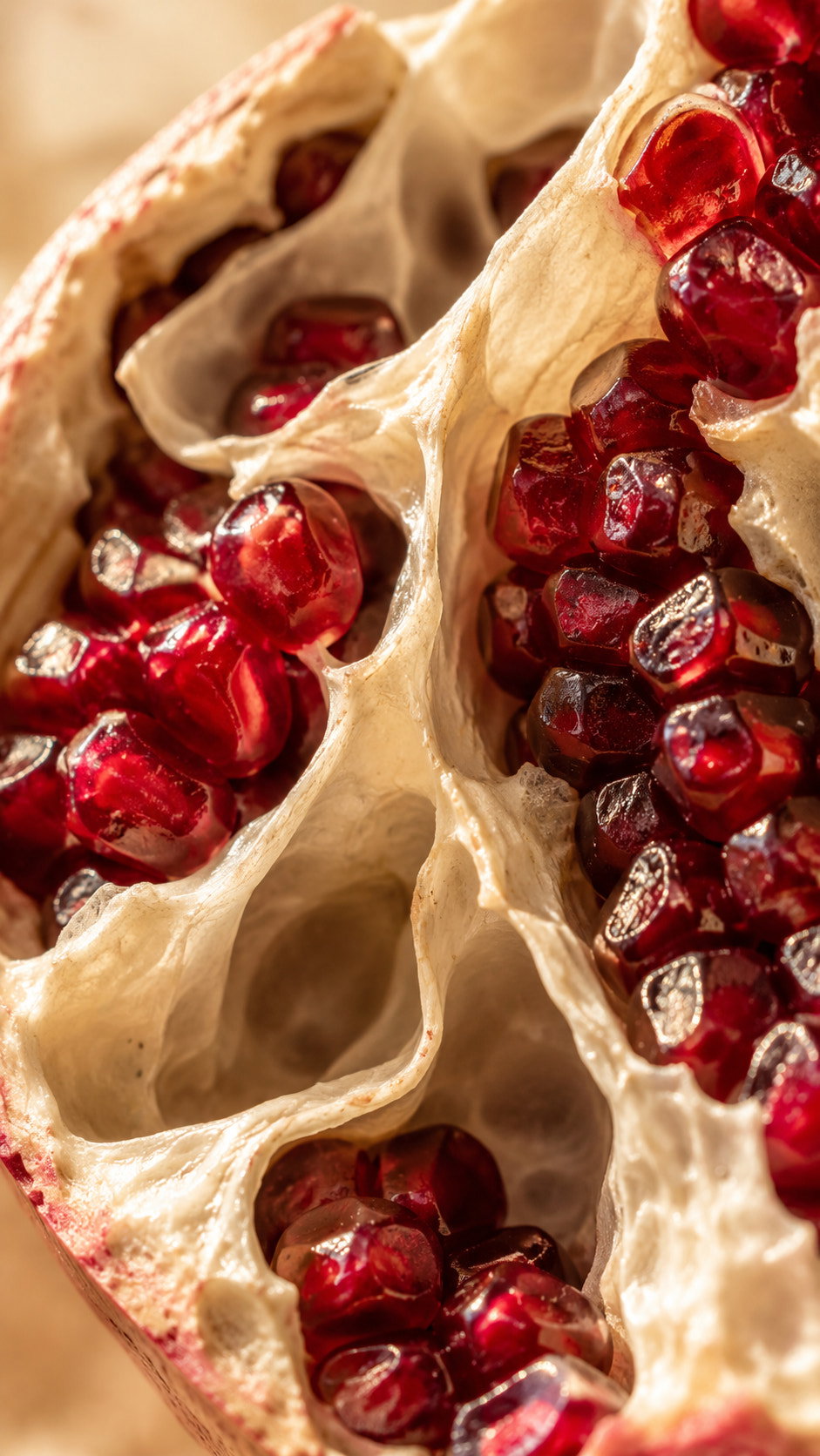 Grenade ouverte, graines rouges
