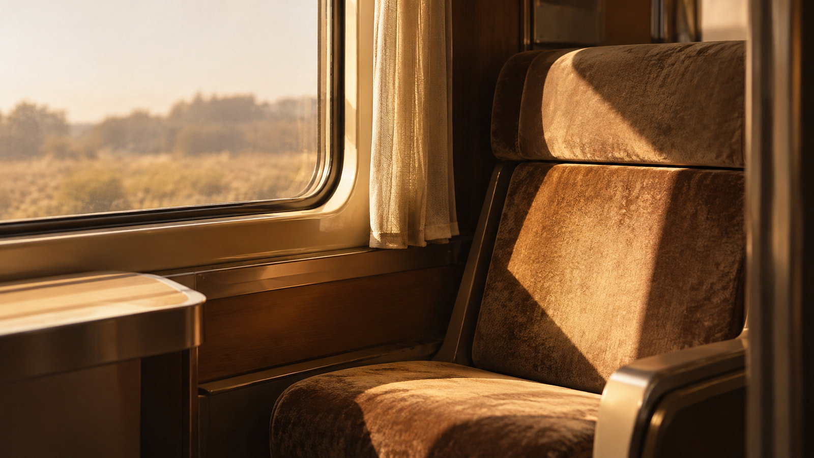 Siège de train vide près d’une fenêtre ensoleillée