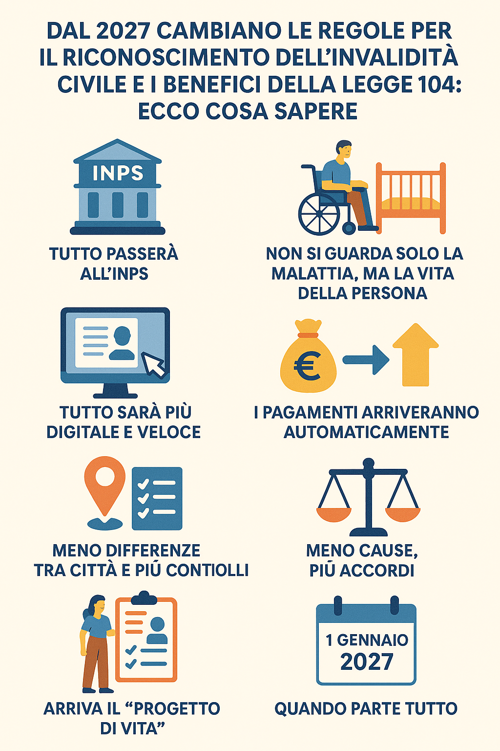 Dal 2027 cambiano le regole per l’invalidità civile e la Legge 104