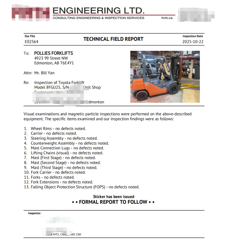 Forklift OHS Inspections in Alberta — Stay Safe and Compliant