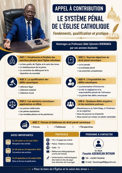 Droit canonique : Lancement d'un ouvrage hommage à l'Abbé Bokwanga