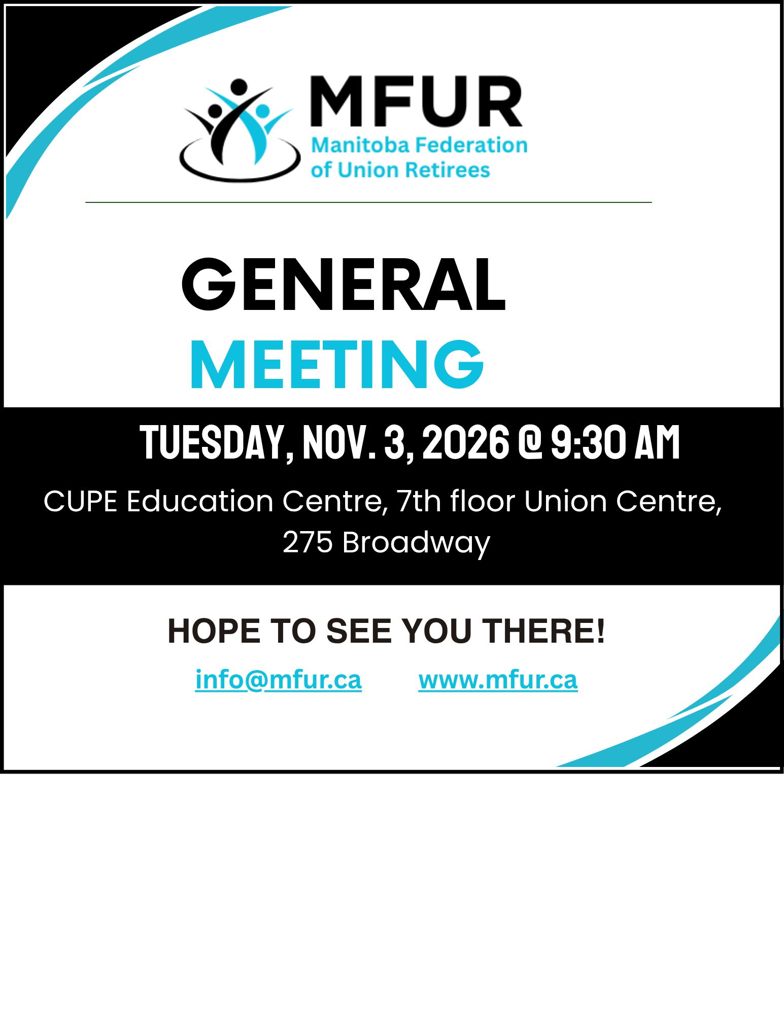 MFUR General Membership meeting is November 3, 2026