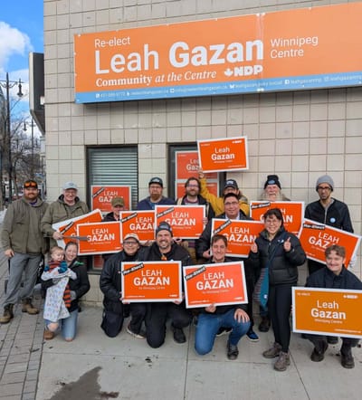 MFUR President joins labour Canvass to help re-elect Leah Gazan, NDP, Winnipeg Centre