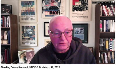 MFUR President Paul Moist presents on Bill 4 - The Constitutional Questions Amendment Act.