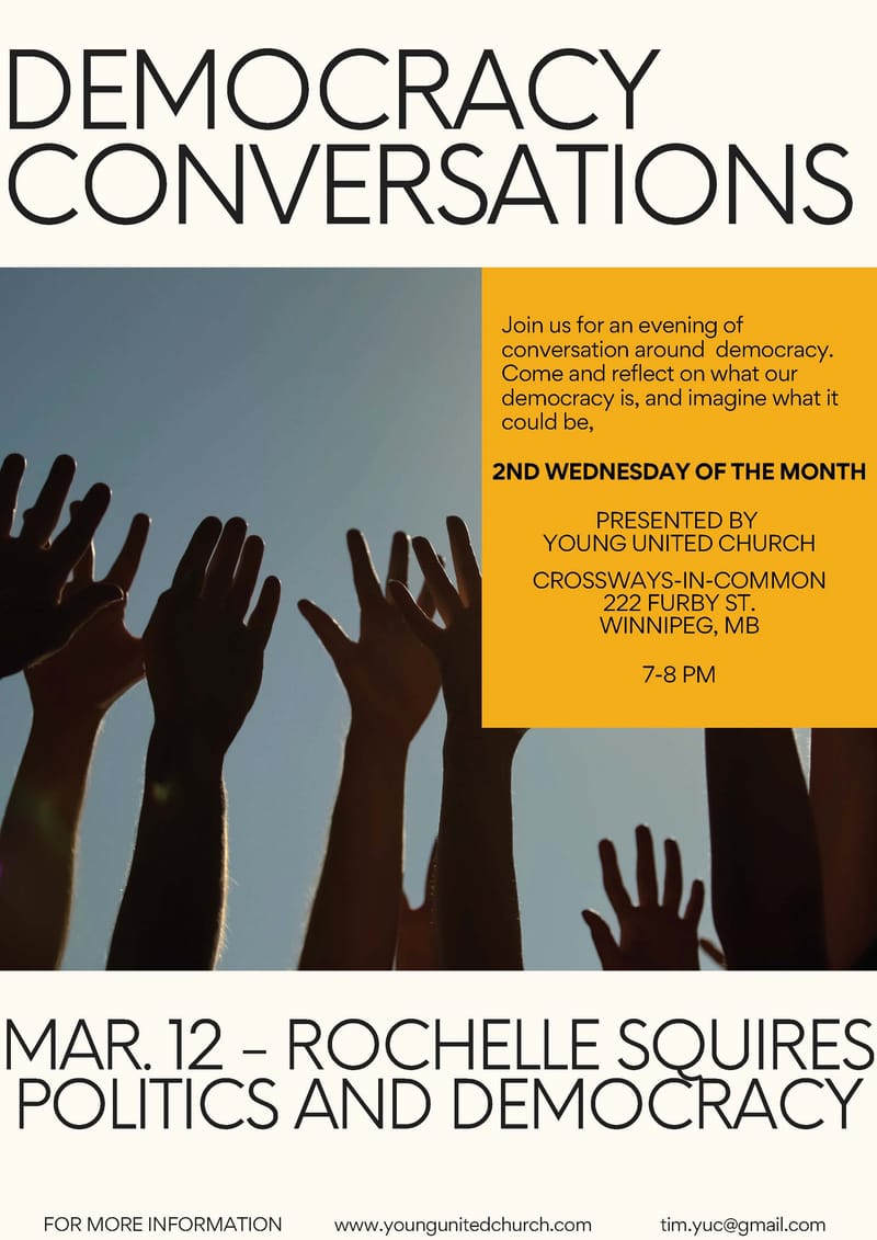 Democracy Conversations series - March 12 - Rochelle Squires - Politics and democracy