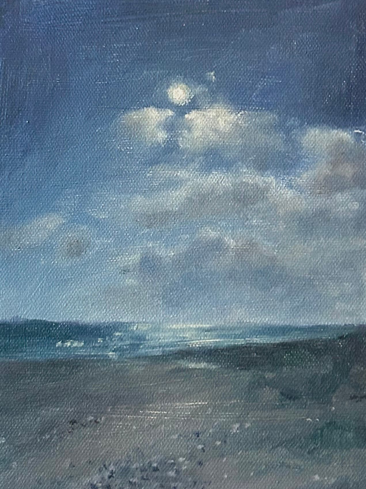 Beach at Night 6x8 oil on wood