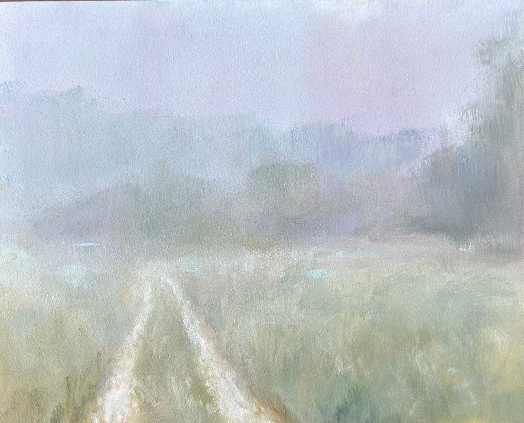 "Mist on a Gravel Road" 8x10 oil on wood (2026)
