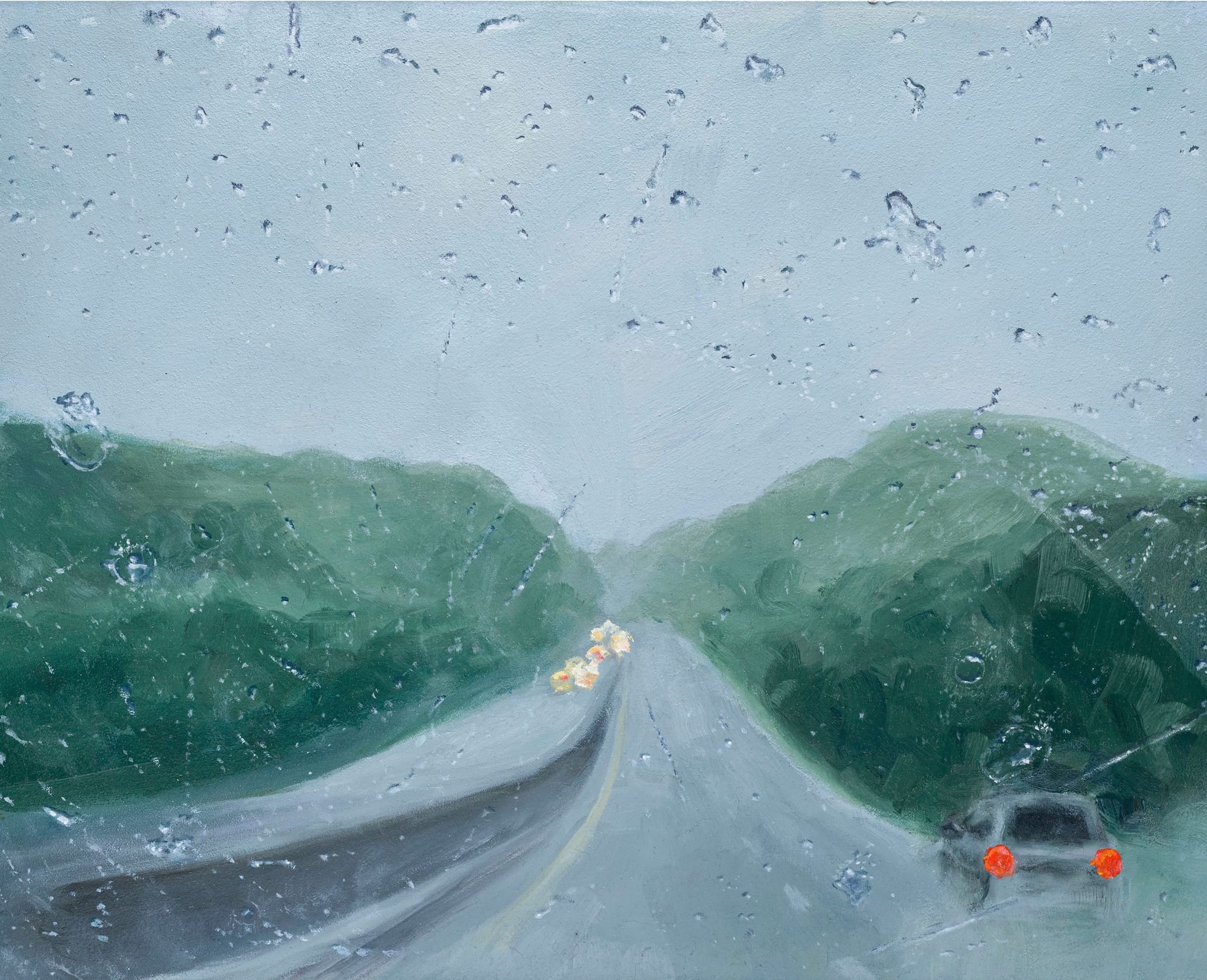 "I40" 14x18 oil on wood (2025) SOLD Prints Available