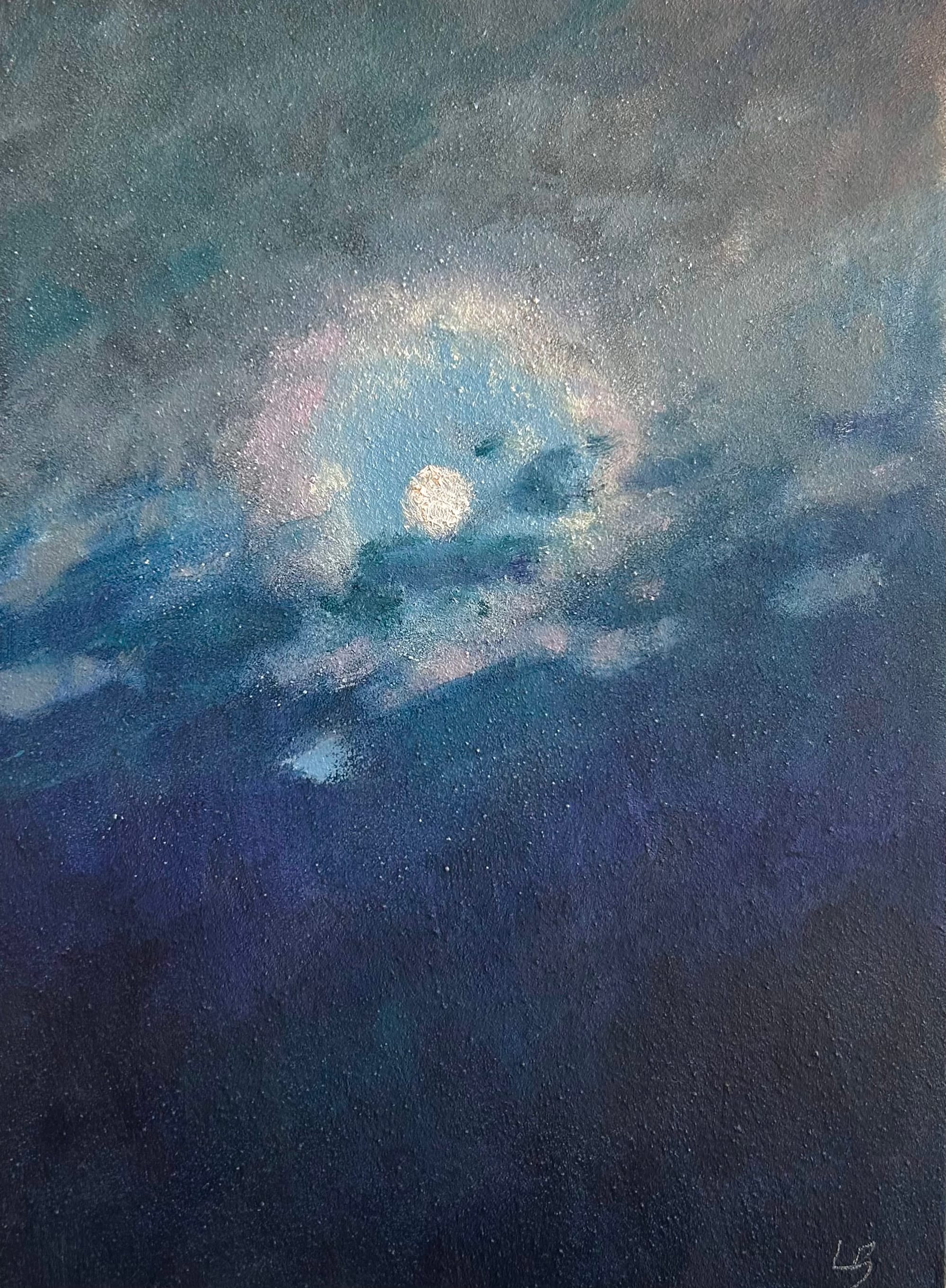 "Harvest Moon" 5x7 oil on wood (2026)