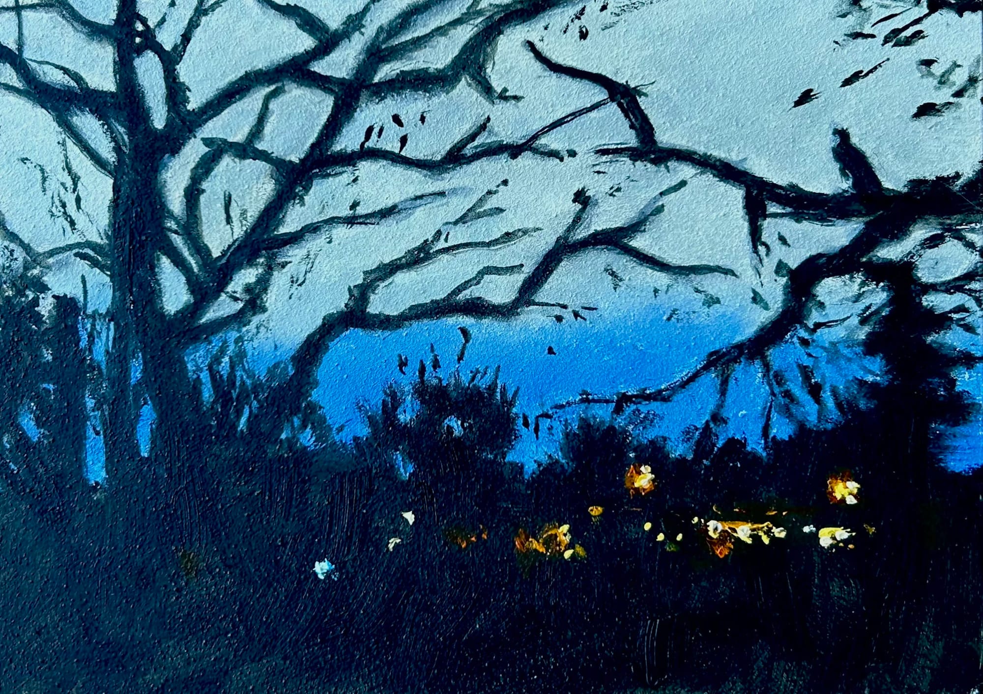 "Backyard" #3 5x7 oil on wood (2026)