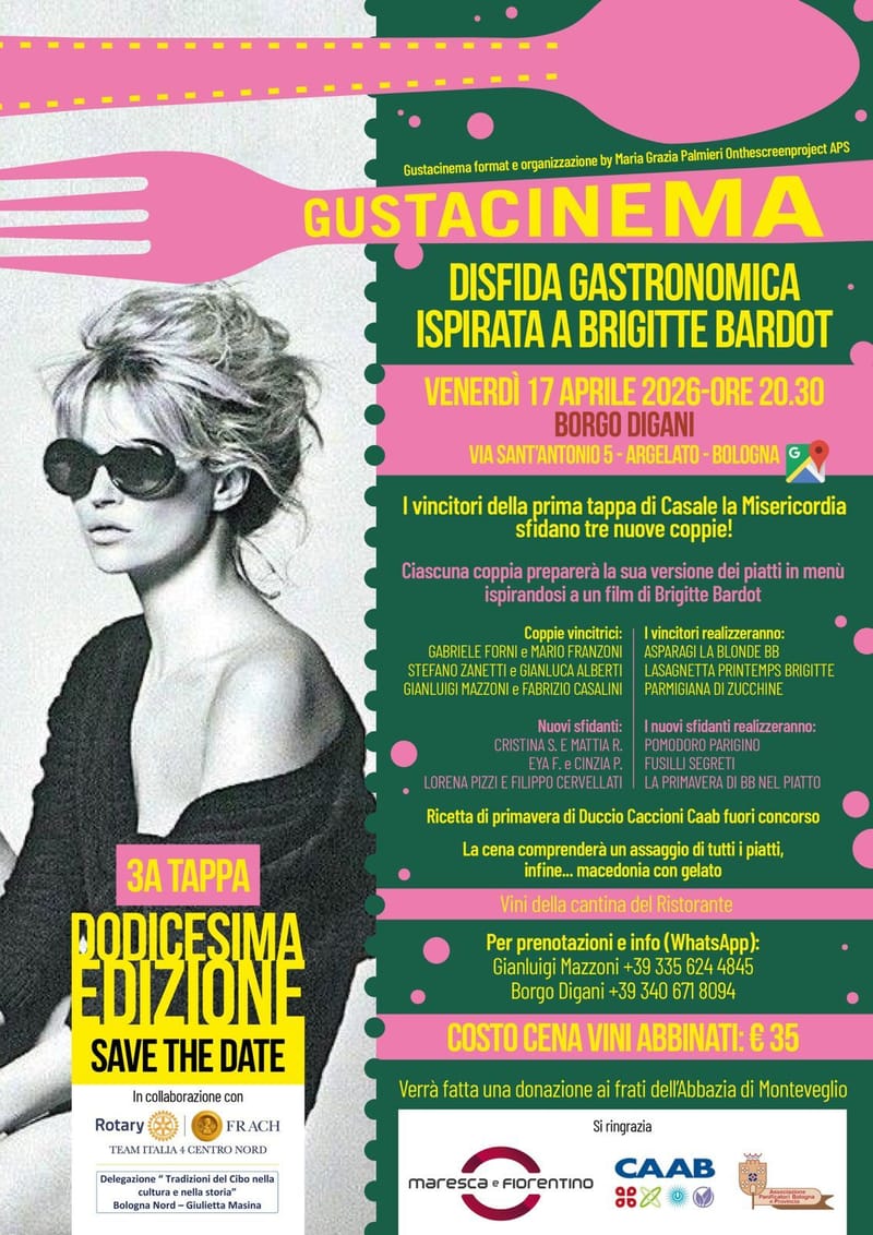 GUSTACINEMA 2026: DISFIDA GASTRONOMICA DEDICATA A BRIGITTE BARDOT