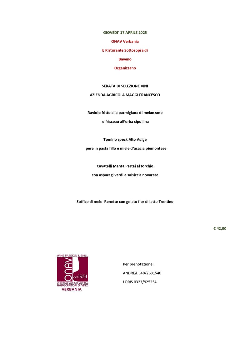 SERATA DI SELEZIONE VINI AZIENDA AGRICOLA MAGGI FRANCESCO