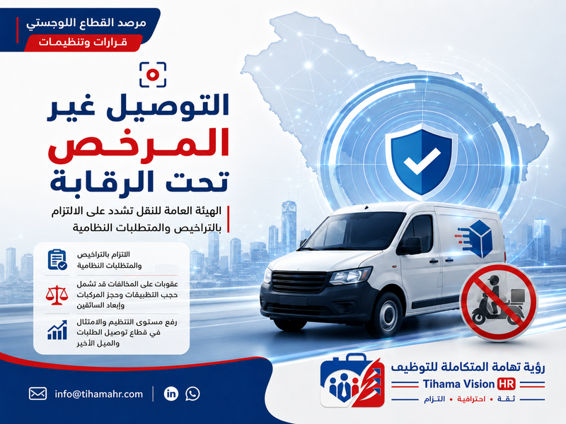 هيئة النقل تشدد الرقابة على خدمات التوصيل غير المرخصة