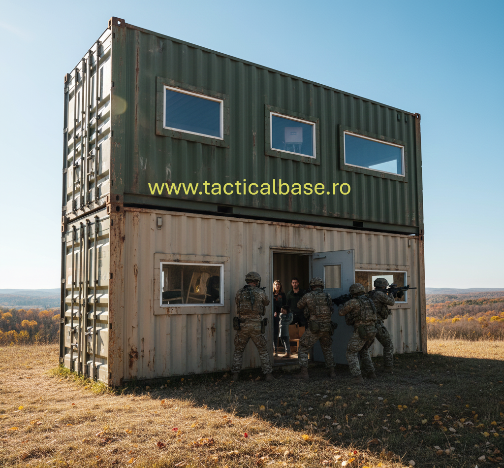 Casă tactică tip container cu etaj