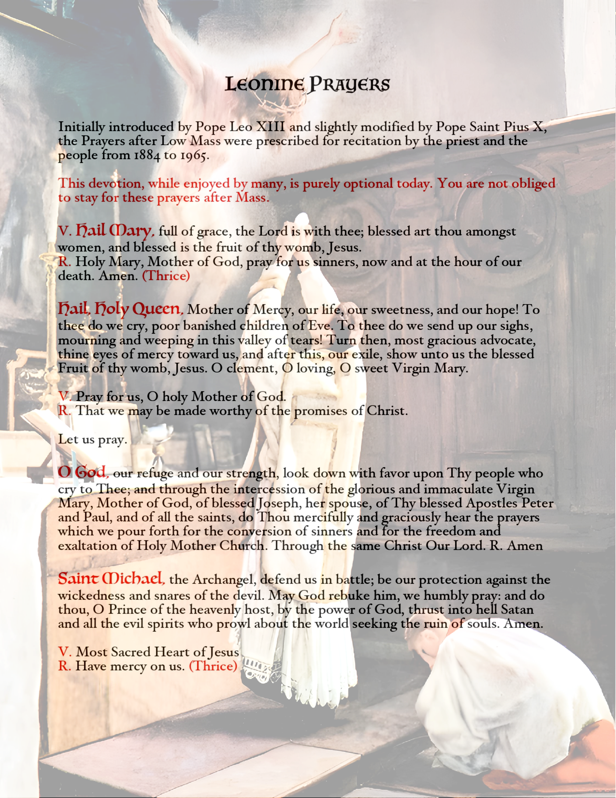 Prayers after Low Mass 