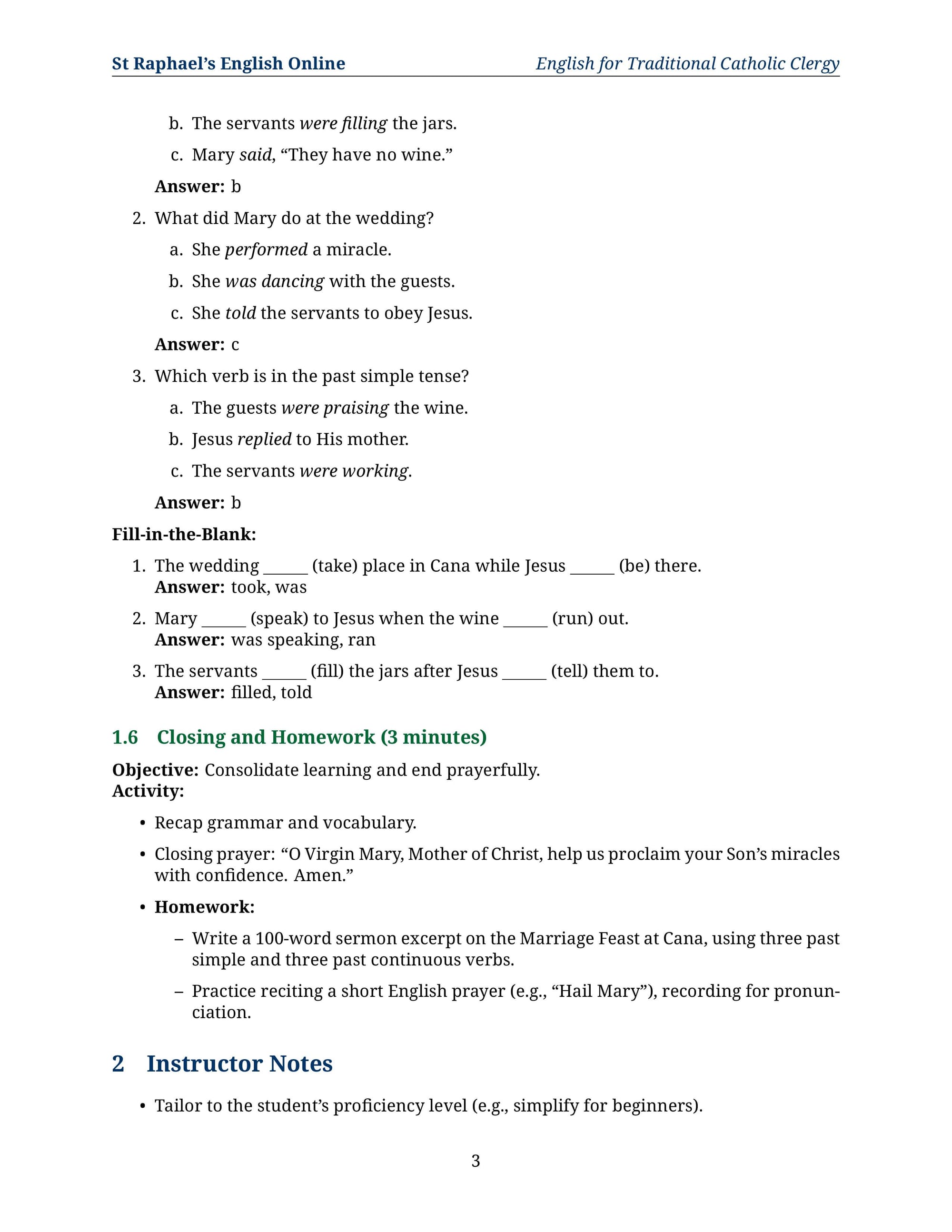 English Grammar - For Seminarian - Intermediate 