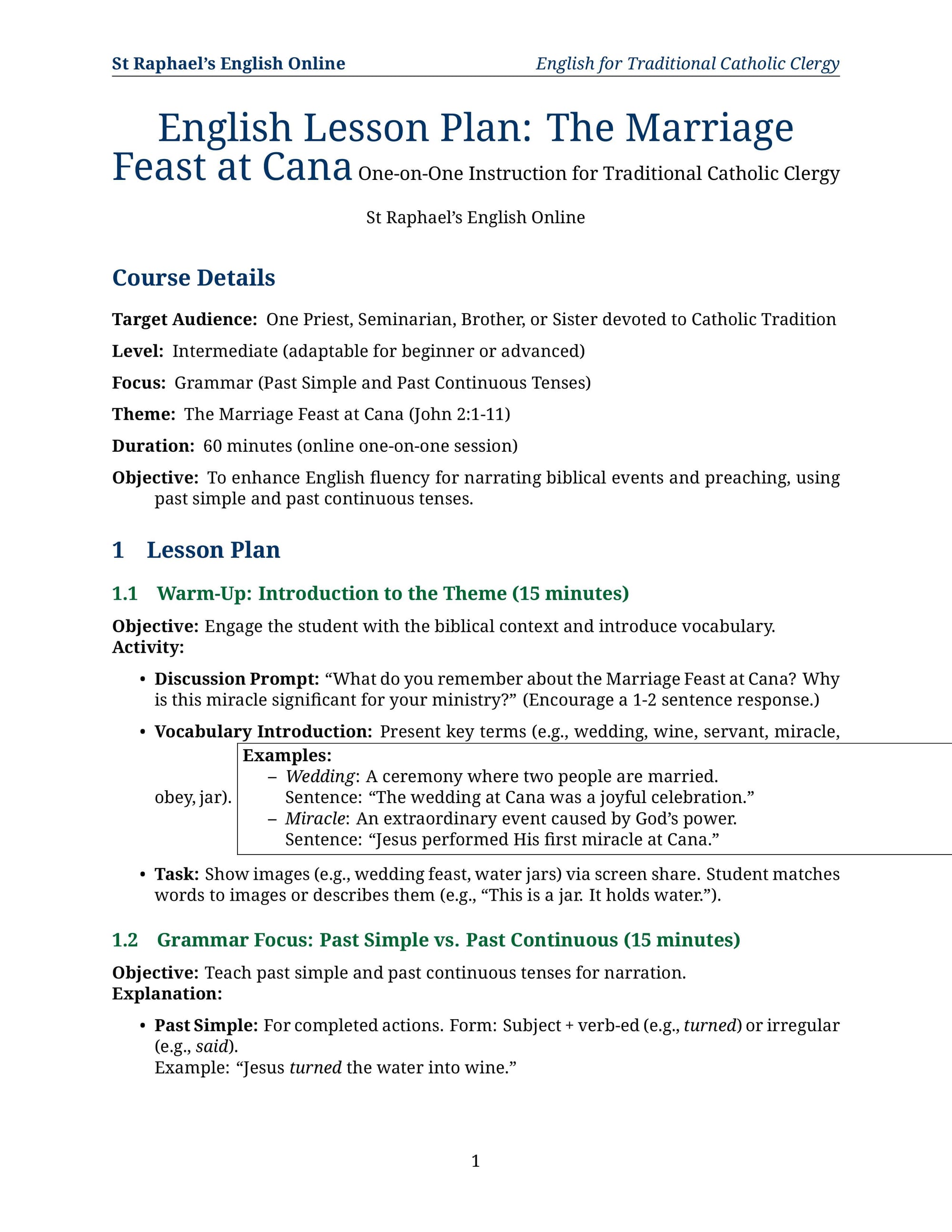 English Grammar - For Seminarian - Intermediate 