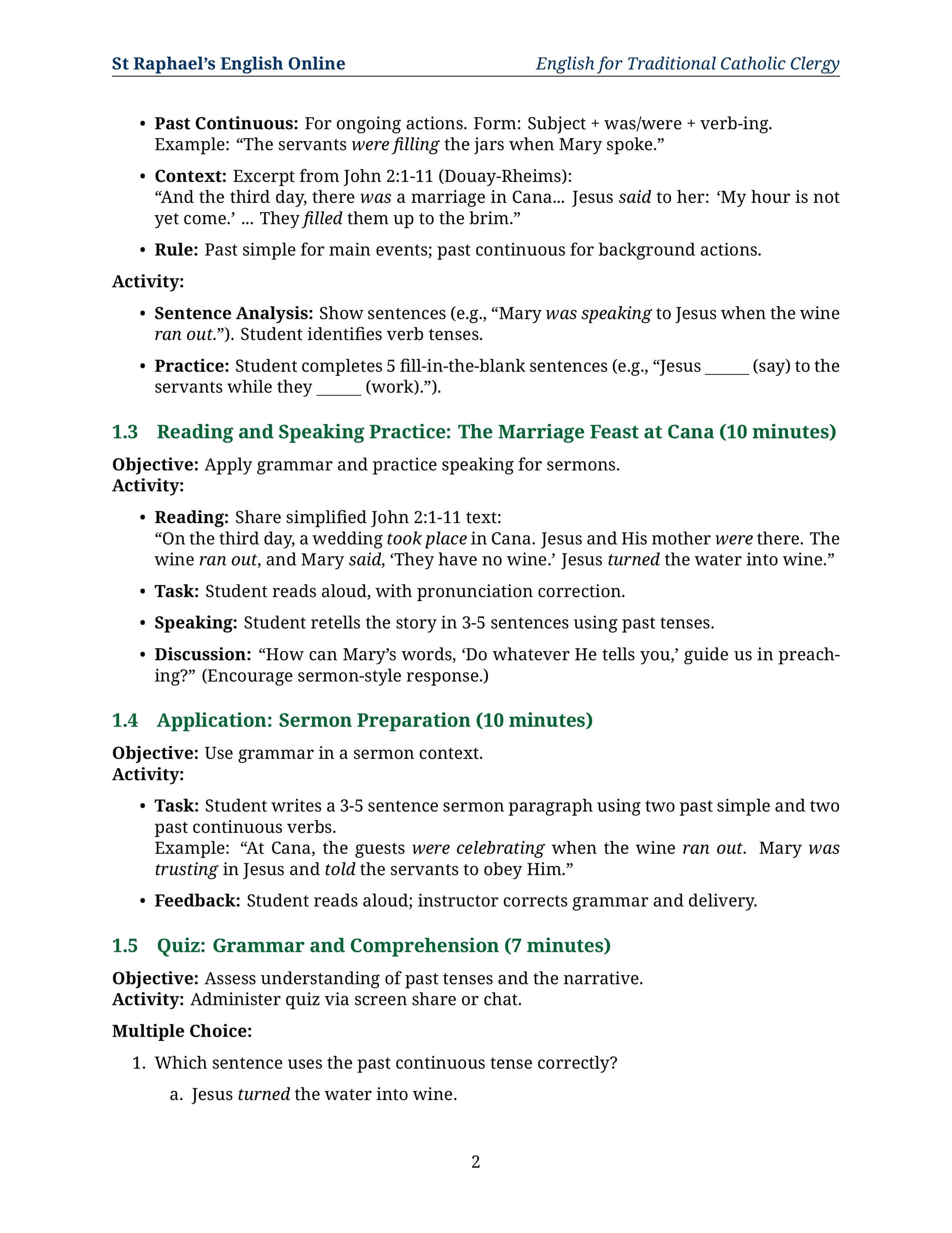 English Grammar - For Seminarian - Intermediate 