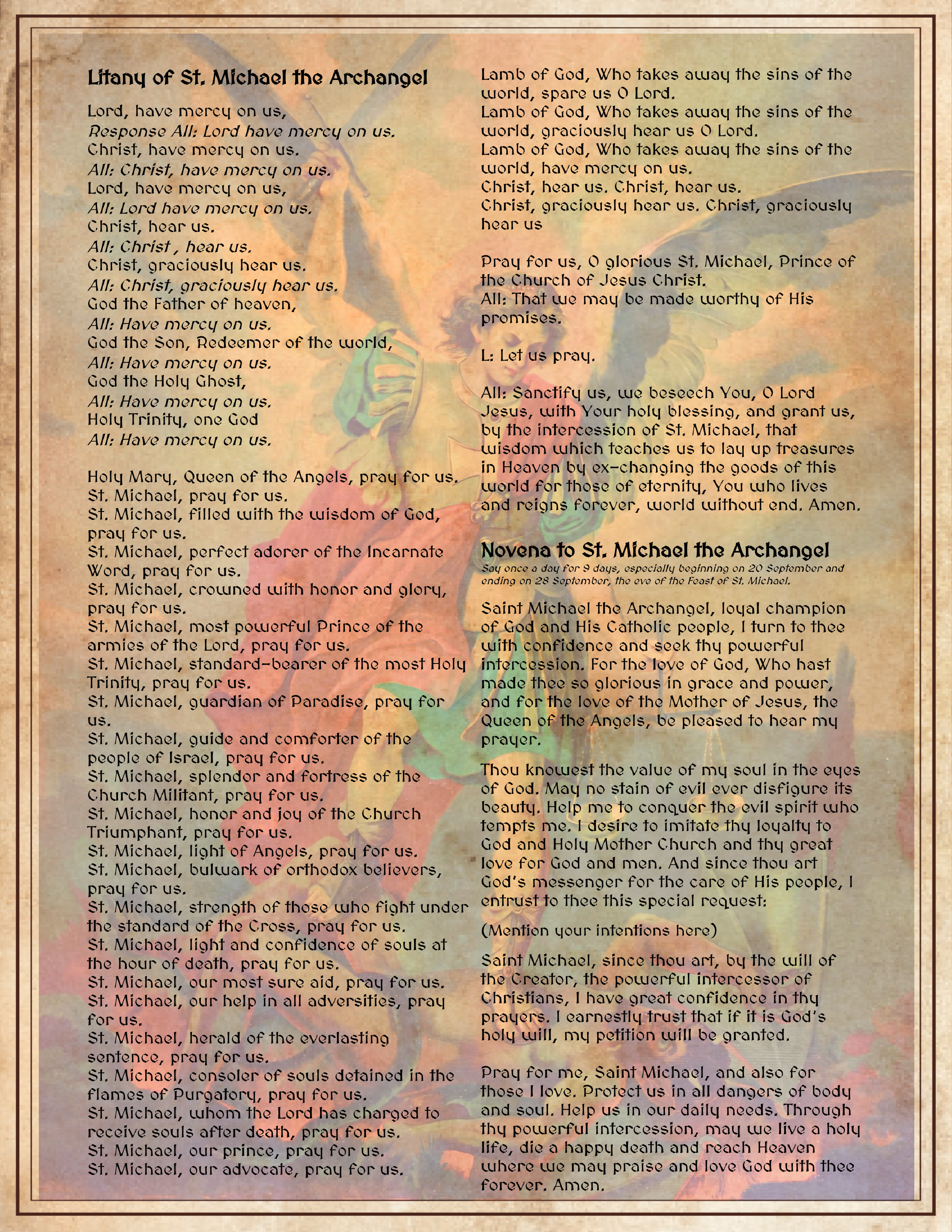 Novena y letanías a San Miguel