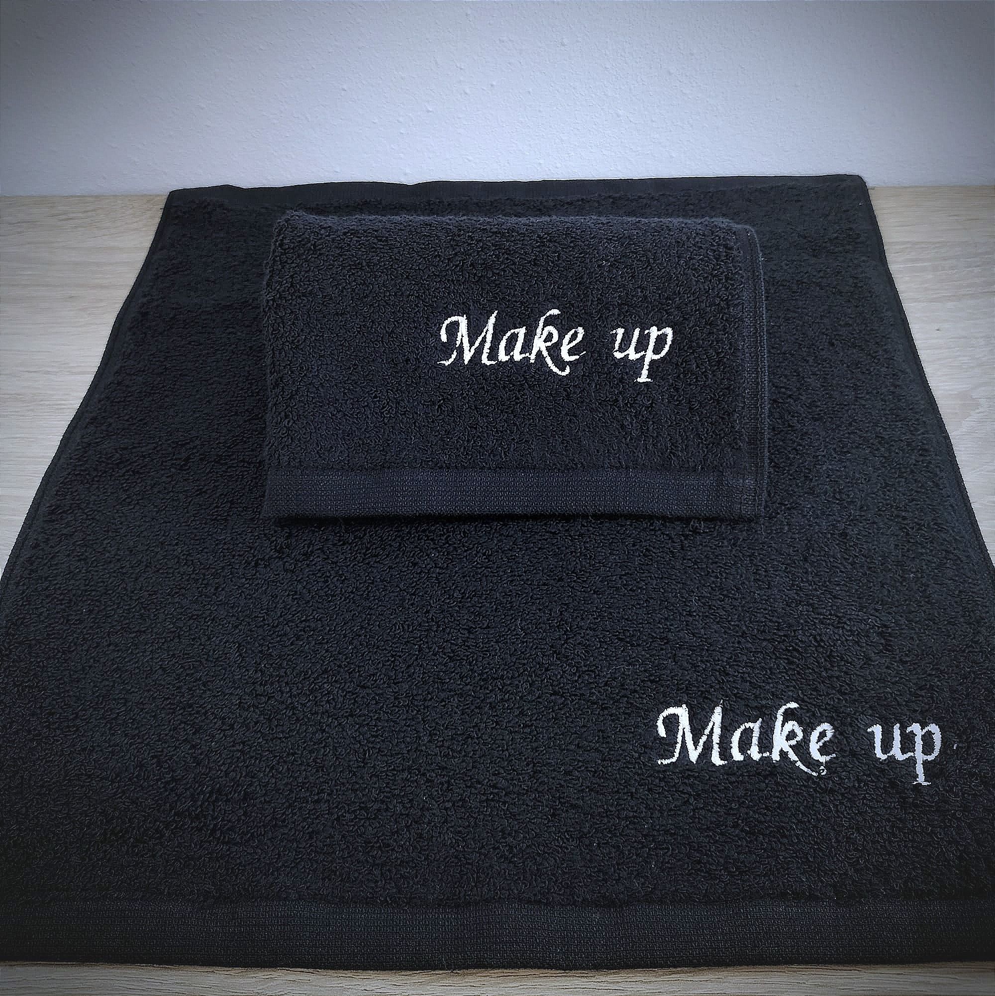 Toalha 30x30 preta,  Make-up