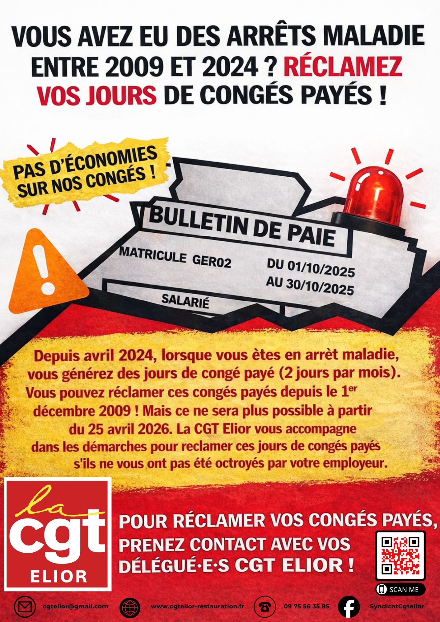 RÉCLAMEZ VOS CONGÉS- ARRÊTS MALADIE