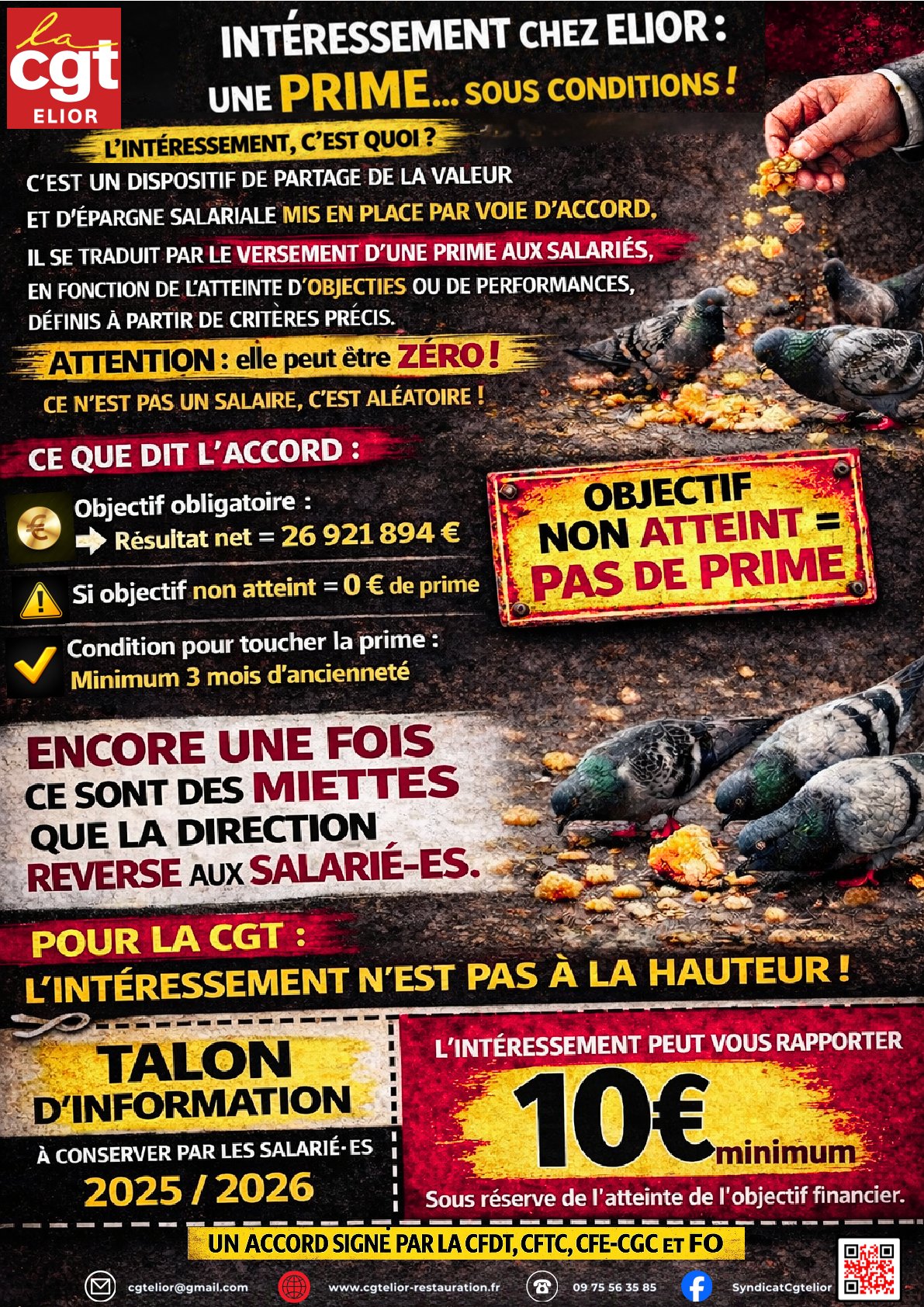 INTÉRESSEMENT CHEZ ELIOR : DES MIETTES POUR LES SALARIÉS, UNE HONTE !