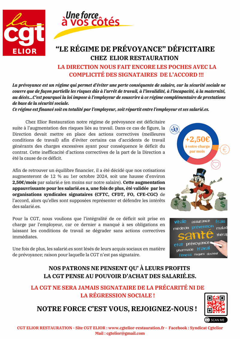 PRÉVOYANCE, LA DIRECTION NOUS FAIT ENCORE LES POCHES AVEC LA COMPLICITÉ DE LA CFTC, CFDT, FO ET LA CFE-CGC !