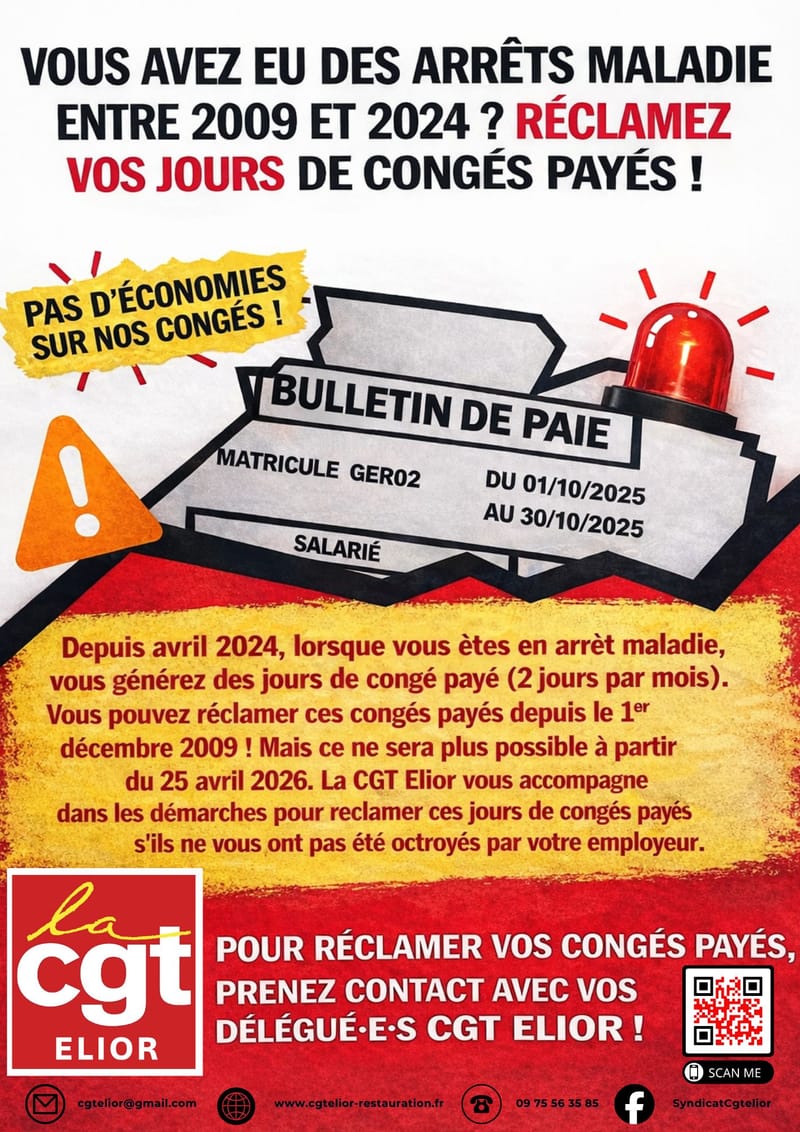 RÉCLAMEZ VOS CONGÉS- ARRÊTS MALADIE