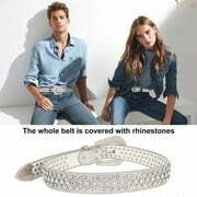 Ceintures en strass pour femmes JASGOOD Ceinture en cuir à clous en cristal de style occidental à la mode