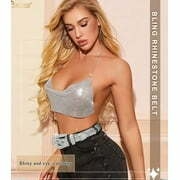 Ceintures en strass pour femmes JASGOOD Ceinture en cuir à clous en cristal de style occidental à la mode