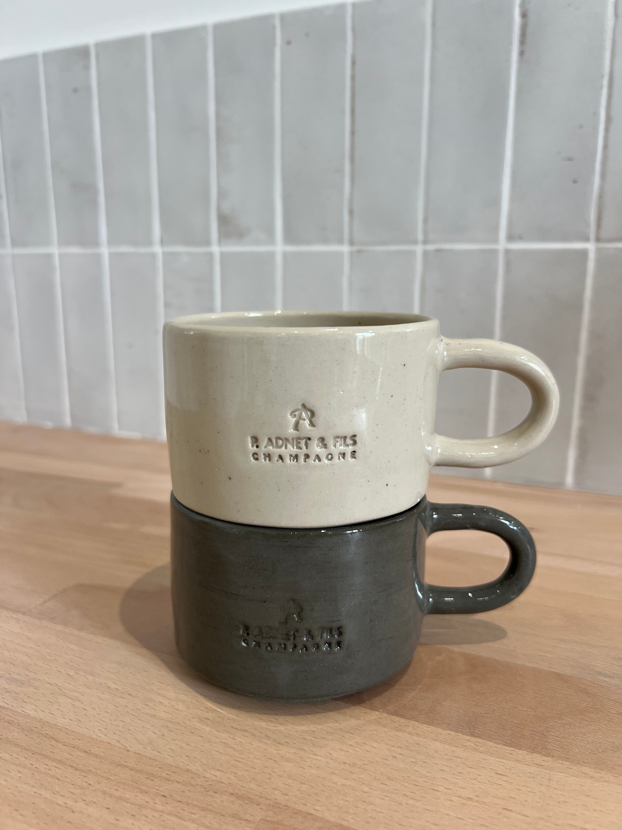 Tasses en Grès blanche et verte