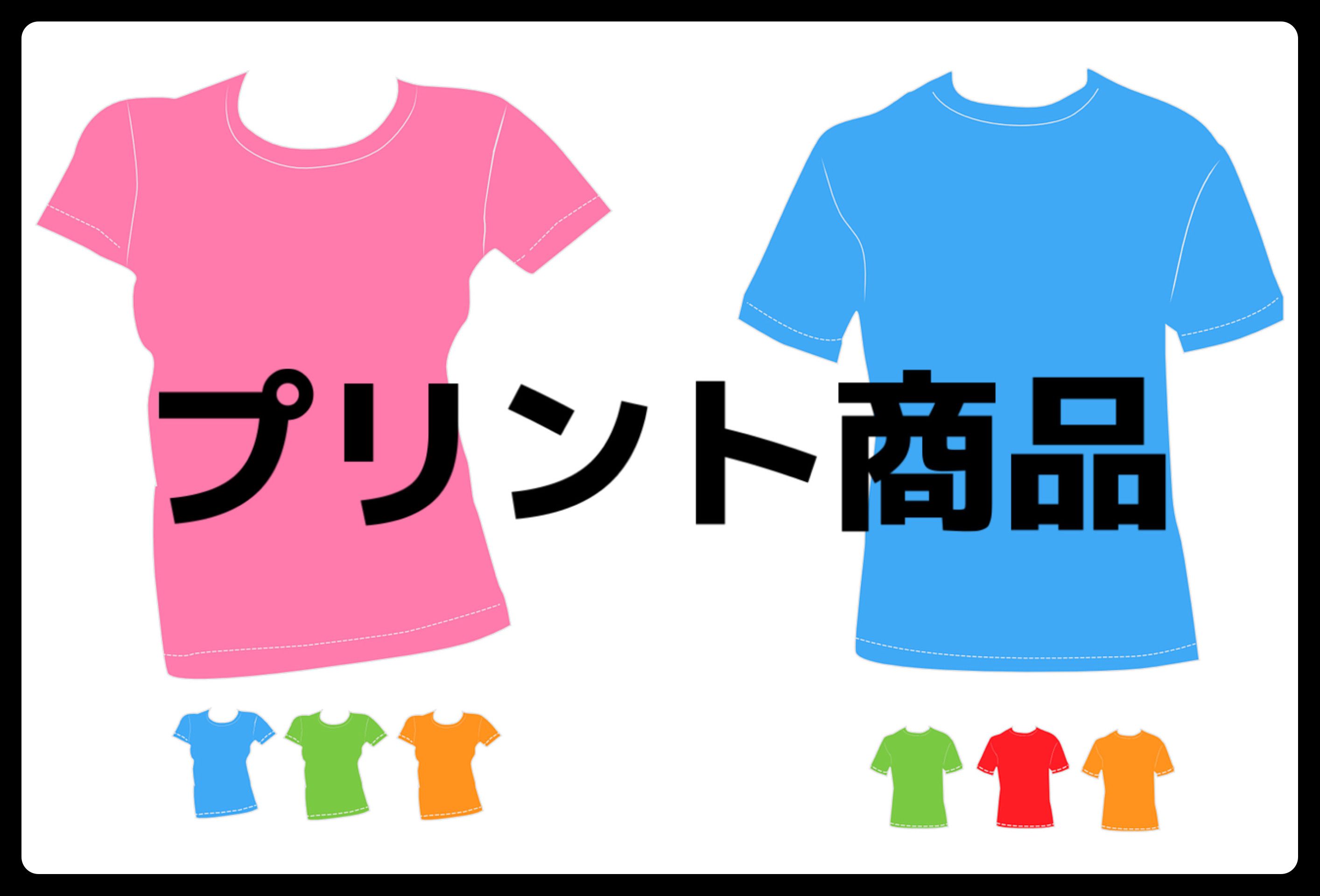 ピンクと青のTシャツ、プリント商品イメージ画像。カスタムデザイン可能なTシャツのバリエーション。様々な色とサイズのTシャツをご用意しております。販促品やオリジナルグッズに最適。