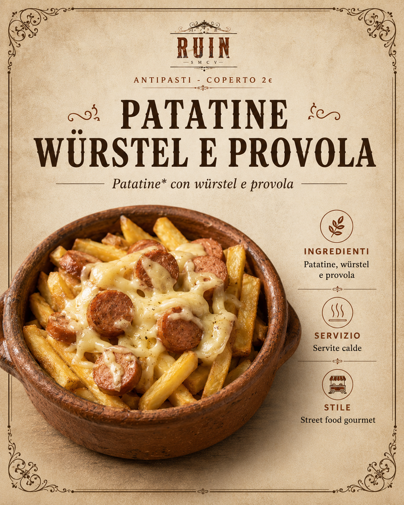 PATATINE WÜRSTEL E PROVOLA
