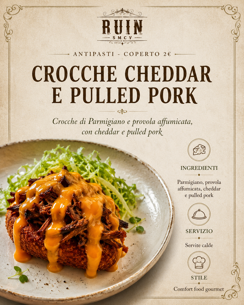 CROCCHE CHEDDAR E PULLED PORK