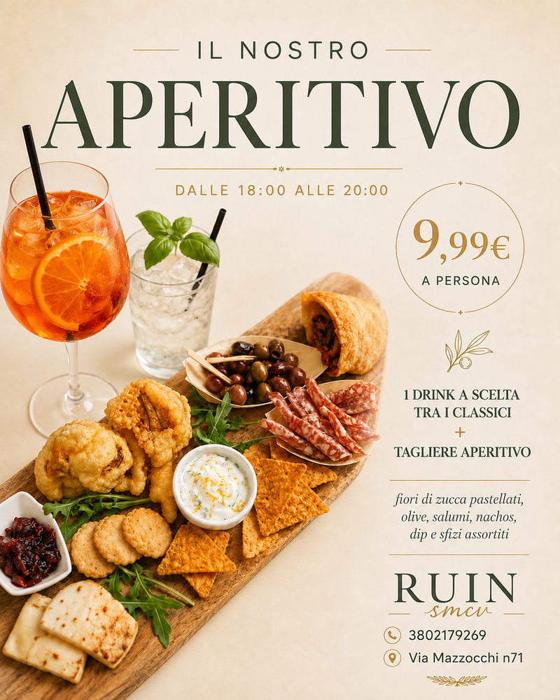 APERITIVO DALLE 18:00 ALLE 20:00