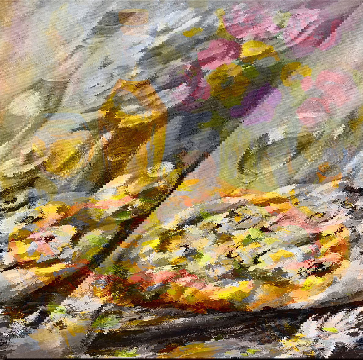 "Pizza Blossom", oil painting, 2025