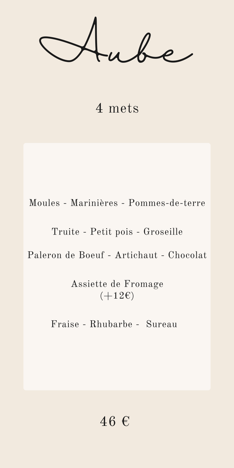 Menu AUBE - 4 mets